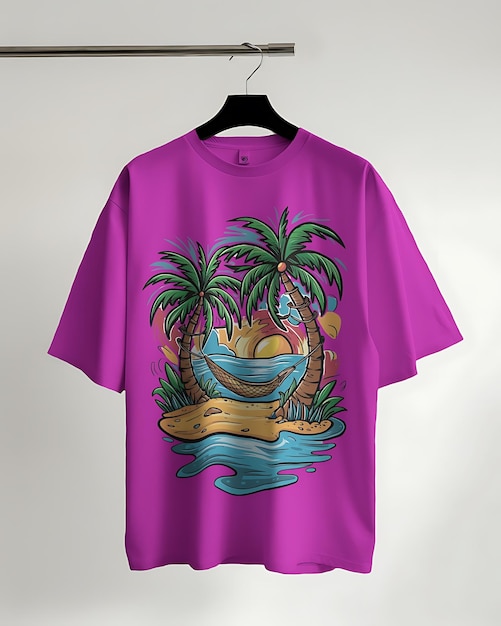 a purple shirt with palm trees on it