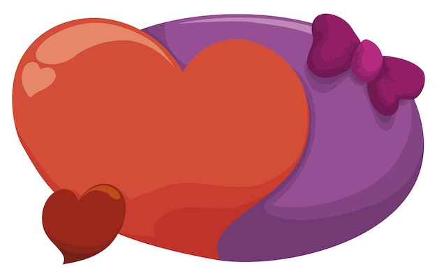 Purple sign with elegant bow tie and one big heart and another tiny Design in cartoon style