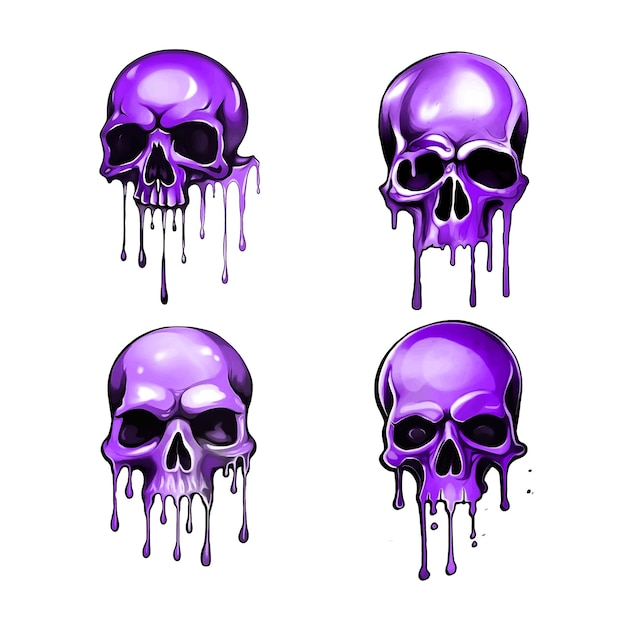 Purple skull liquid drop ilustration