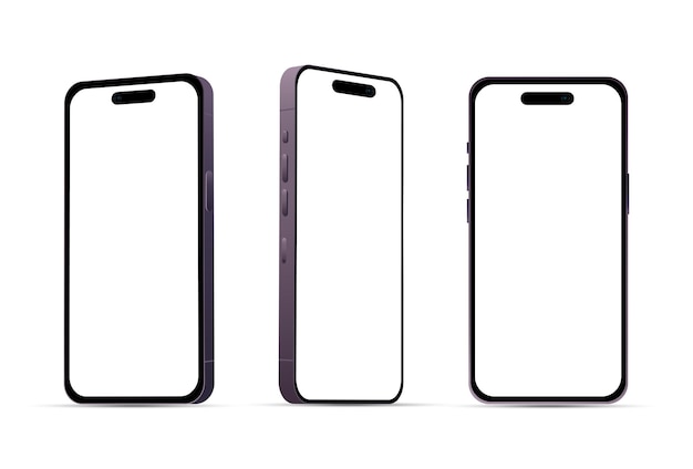 Purple smartphone 14 models new IT industry mockup for web design on a white background Vector