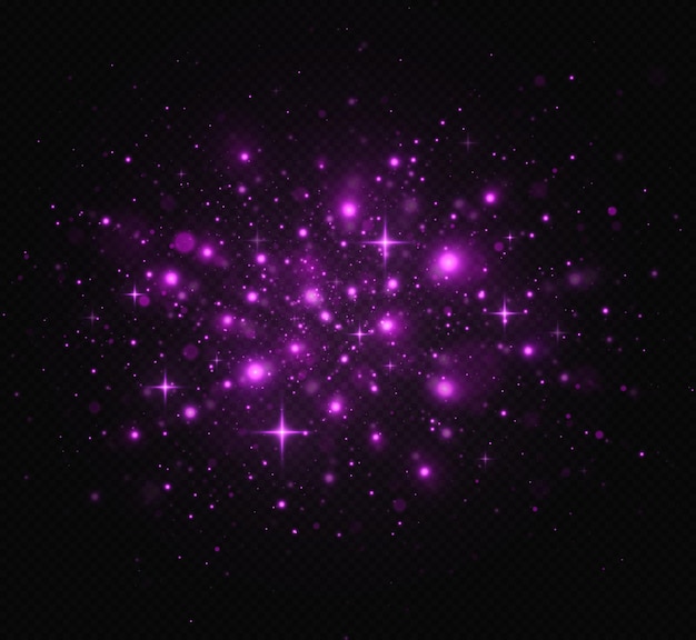 Purple sparks and stars glitter special light effect