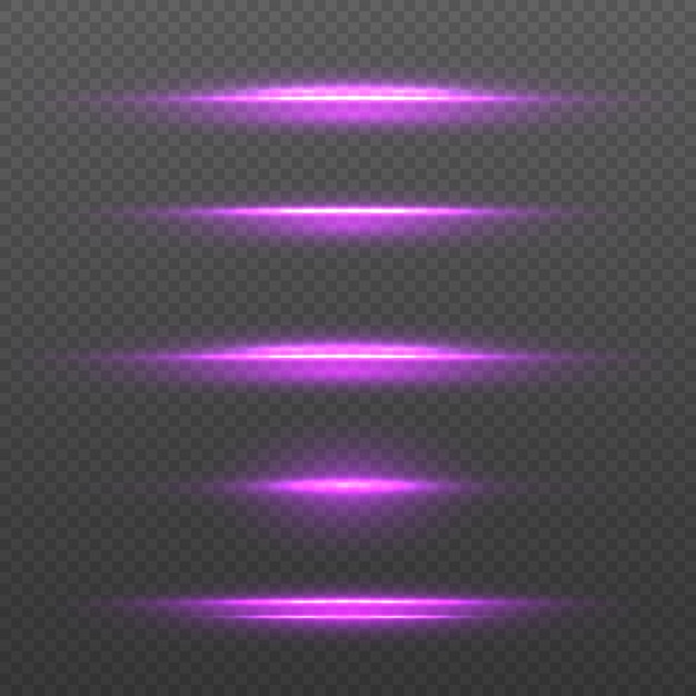 Purple special effect horizontal light rays line