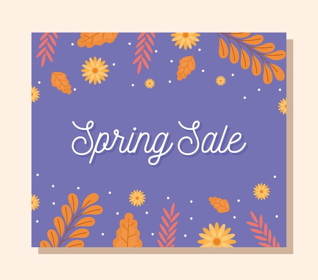 purple spring sale banner with flowers