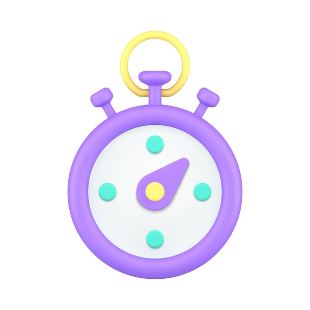 Purple stopwatch with arrow for checking fast time measurement d icon realistic vector