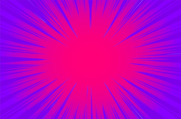 Purple Sun Rays or Explosion Boom for Comic Books Radial Background Vector