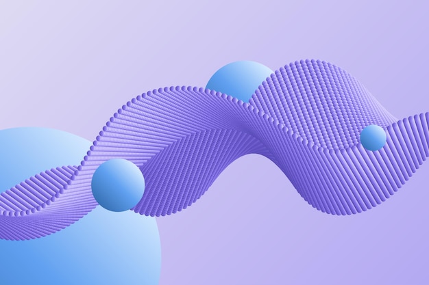 Purple volume particle wave and blue gradient balls dynamic background