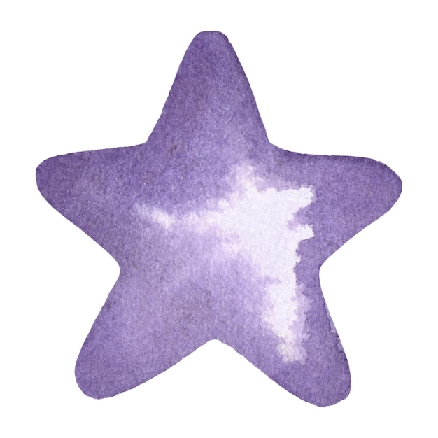 A purple watercolor star painted by hand Cute star for the nursery Festive decoration element