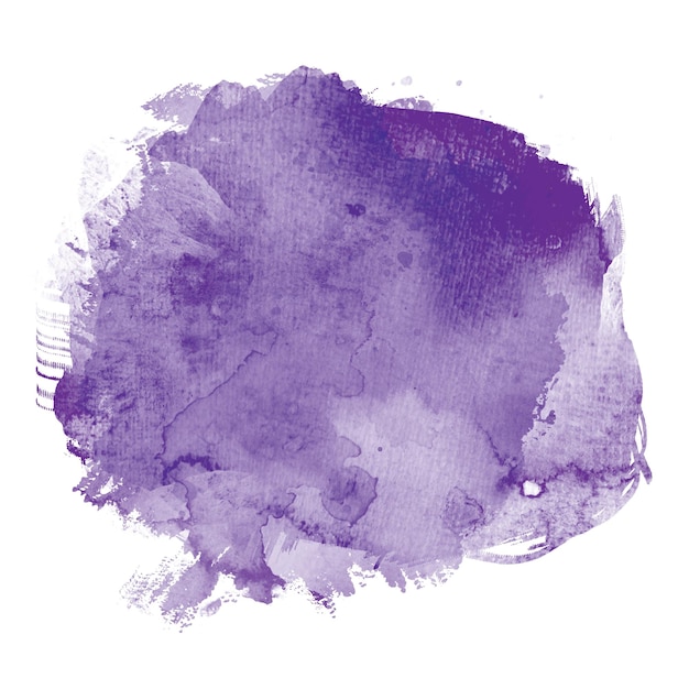 Purple watercolor on white background. It is a hand drawn. The color splashing in the paper.