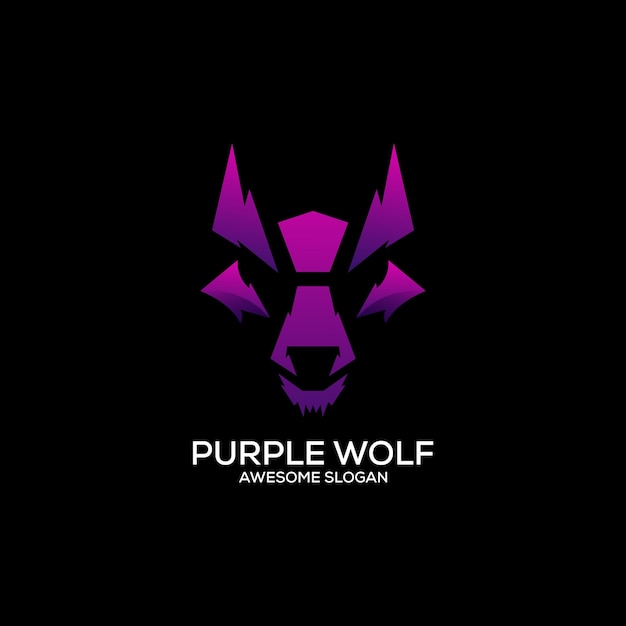 Vector purple wolf logo design gradient colorful