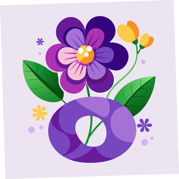 a purple and yellow flower is shown with a purple circle