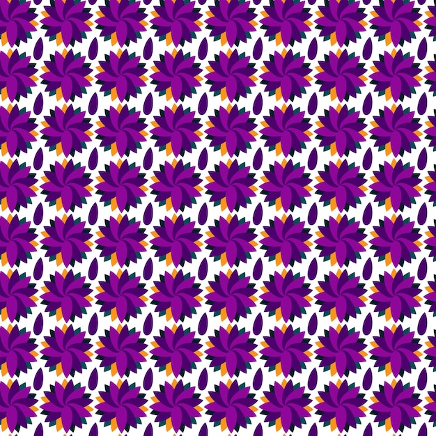 Purple and yellow flowers on a white background. seamless pattern. vector illustration.