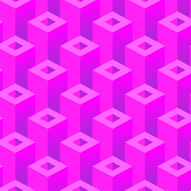 PurpleIsometric Cubes Seamless Pattern