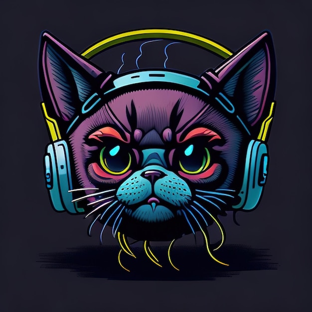 Purrfectly Feline Expressive Cat Head Vector for Trendy Tshirt Designs