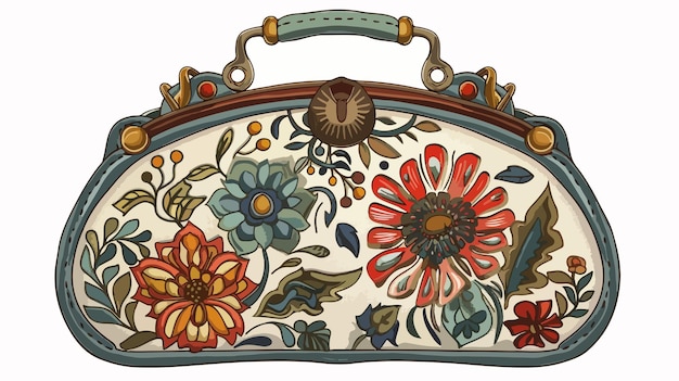 Vector a purse with flowers on it is shown with a floral pattern