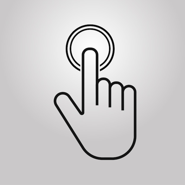 Push button Hand icon on gray background Cursor of computer mouse Vector illustration