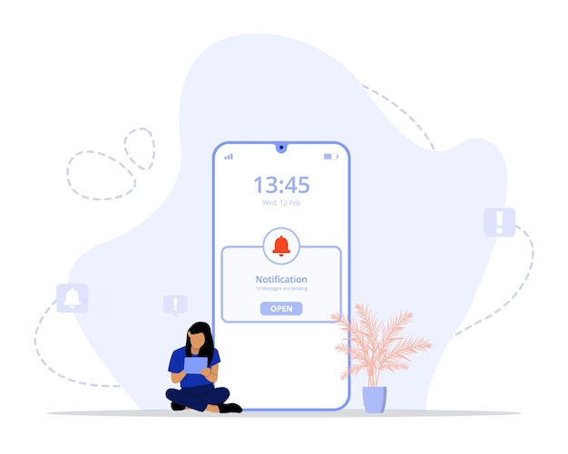 Vector push notifications concept illustration