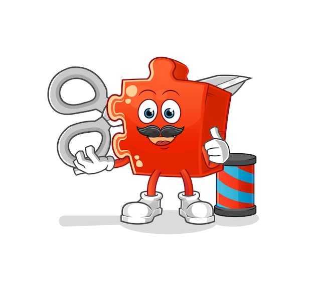 Puzzle barber cartoon cartoon mascot vectorxA