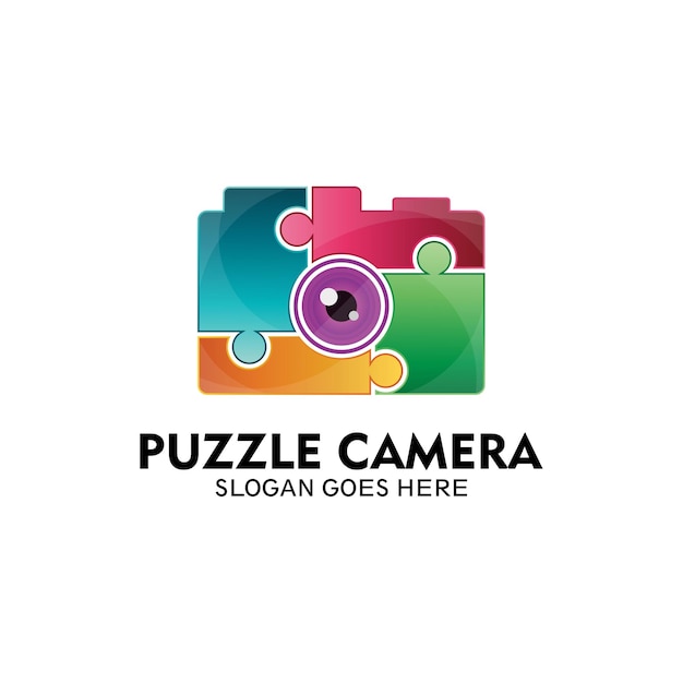 Puzzle camera logo, logo for camera effect game - vector