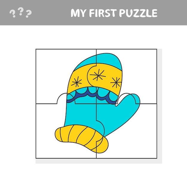 Puzzle for children mitten in cartoon style my first puzzle