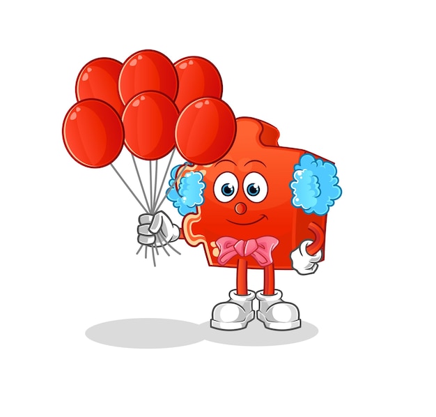 Puzzle clown with balloons vector cartoon characterxA