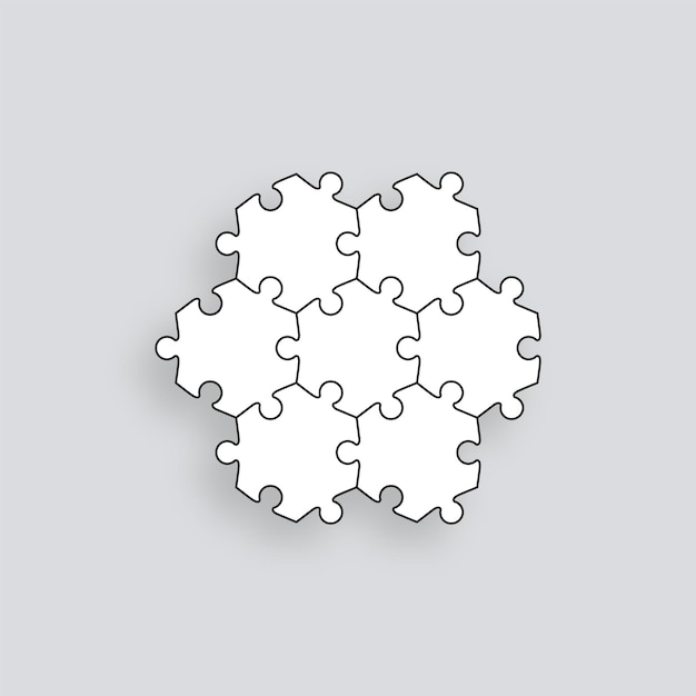 Puzzle game Jigsaw grid with hexagonal pieces Vector illustration