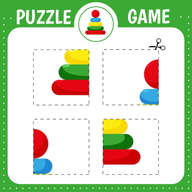 Puzzle game for kids Cutting practice Education developing worksheet Activity page Cut and glue pyramid