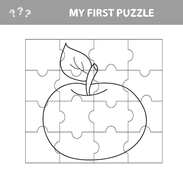 Puzzle game for kids. Education developing worksheet. Learning game for children - apple. My first puzzle and coloring book