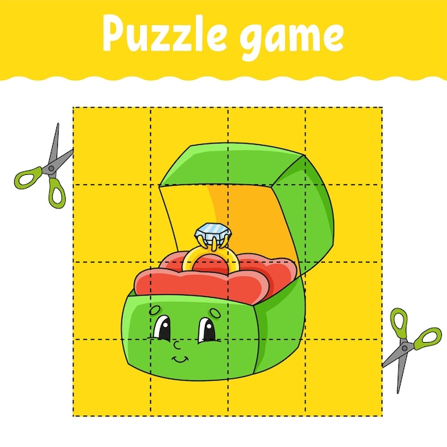 Puzzle game for kids. Education developing worksheet. Learning game for children. Valentine's Day.