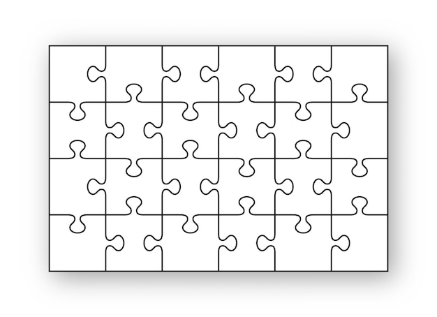 Puzzle grid with 24 pieces. Vector illustration.