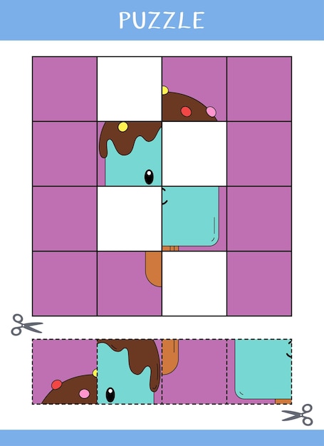 Puzzle for kids Cut and glue Vector worksheet