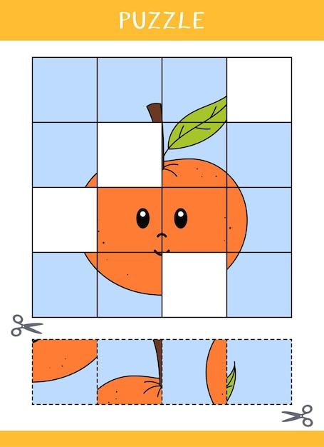 Puzzle for kids Cut and glue Vector worksheet