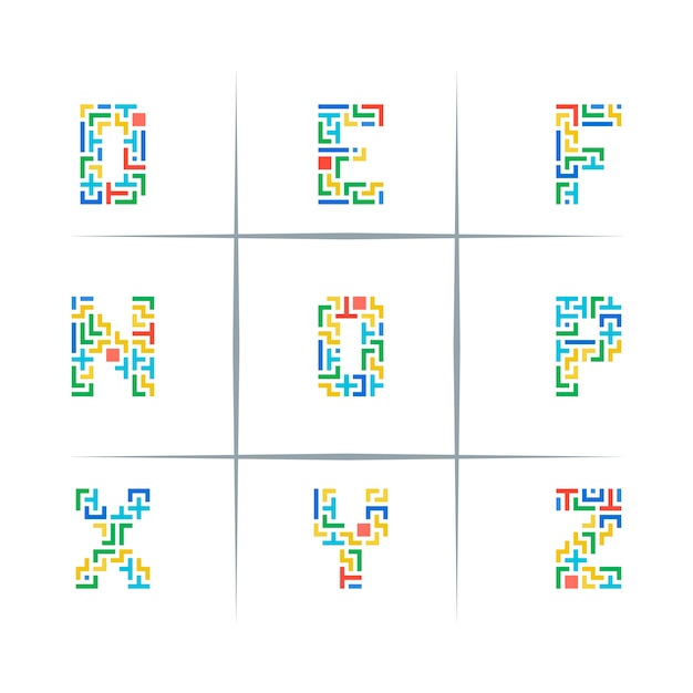 Puzzle Letter Logo Design Set 