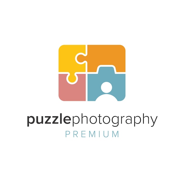 puzzle photography logo icon vector template