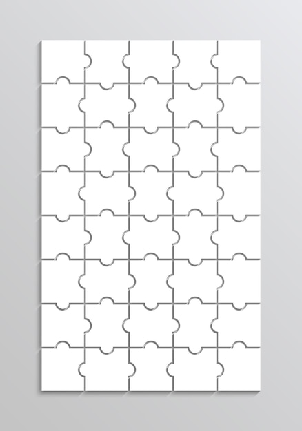 Puzzle pieces grid Jigsaw template Puzzle layout with 8x5 details Laser cut frame Vector illustration