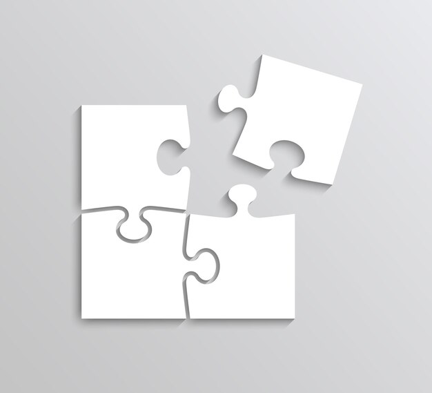 Vector puzzle pieces scheme thinking game template jigsaw outline grid