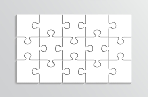 Puzzle thinking 3x5 game 15 pieces jigsaw outline grid Thinking game with separate shapes