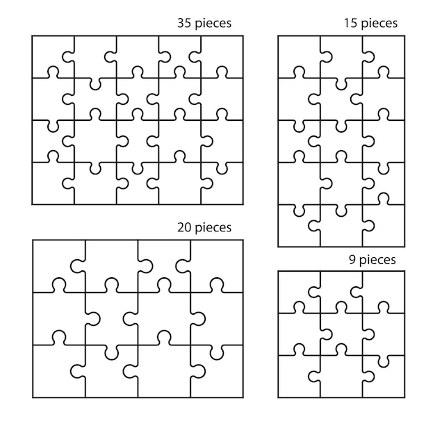 Puzzles grid Jigsaw puzzle 20 15 12 and 9 pieces