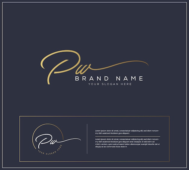 Vector pw p w initial letter handwriting and signature logo vector