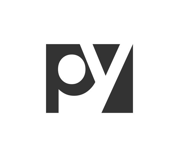 Vector py creative geometric initial based modern and minimal logo letter p y trendy fonts