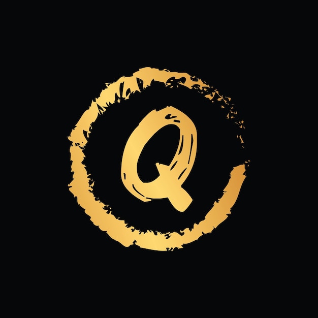 Q letter in circle shape luxury gold color monogram design vector eps