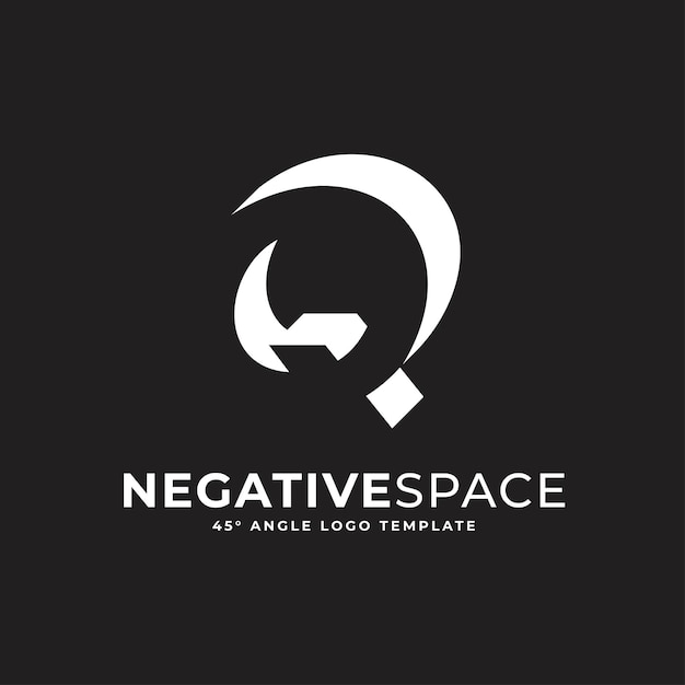 q letter negative space geometric alphabet mark logo vector icon illustration