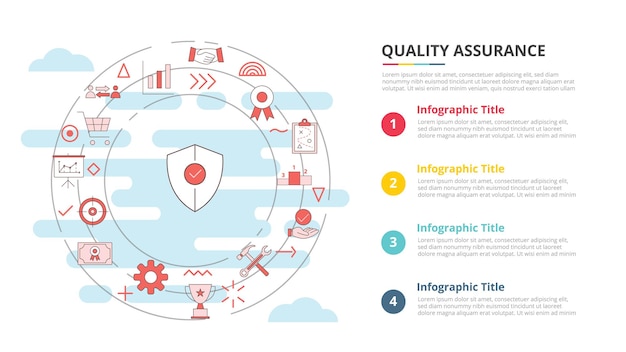 Qa quality assurance concept for infographic template banner with four point list information