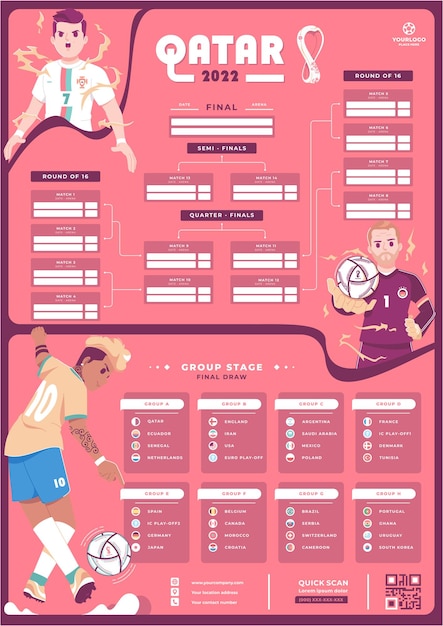 qatar 2022 world cup wall chart poster template design