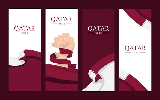 Qatar flag illustrations Independence day football celebrations 2022