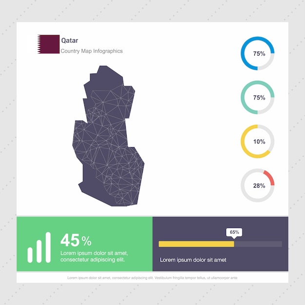 Qatar Map & Flag Infographics template