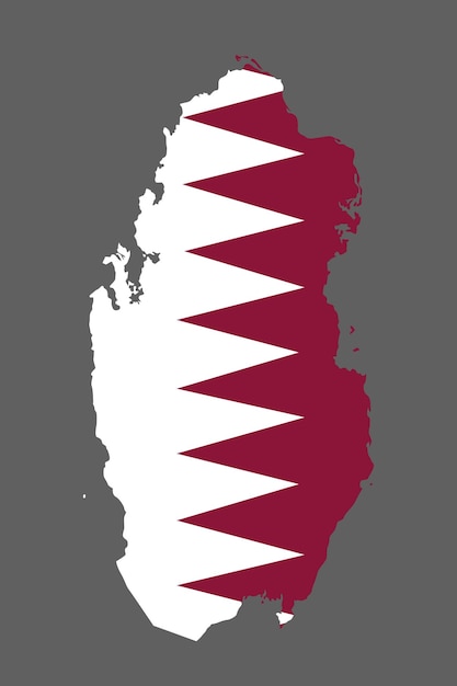 Qatar map with flag asian cartography