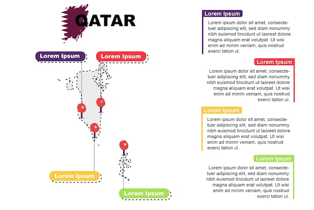 Qatar travel location infographic tourism and vacation concept popular places of Qatar