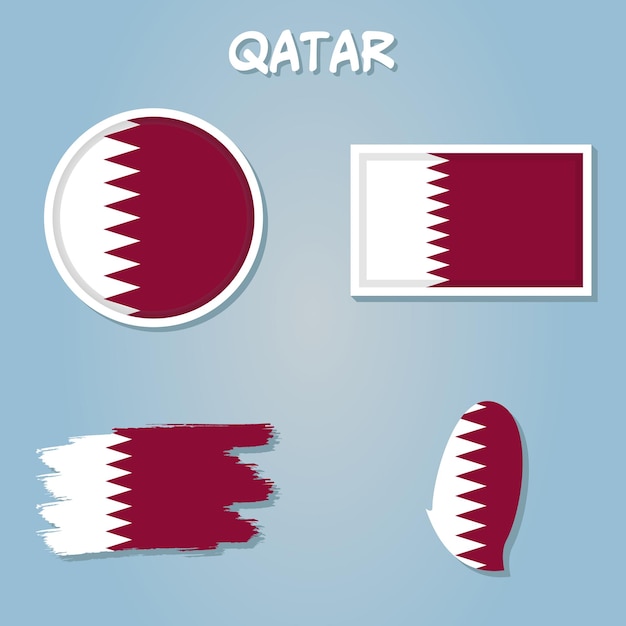 Qatari flag overlay on Qatari map with polygonal style