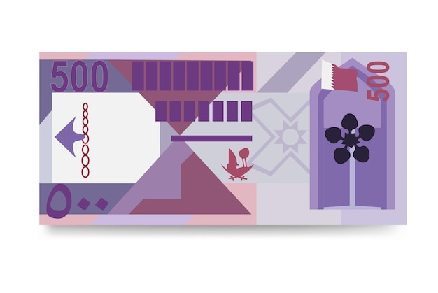 Qatari Rial Vector Illustration Qatar money set bundle banknotes Paper money 500 QAR