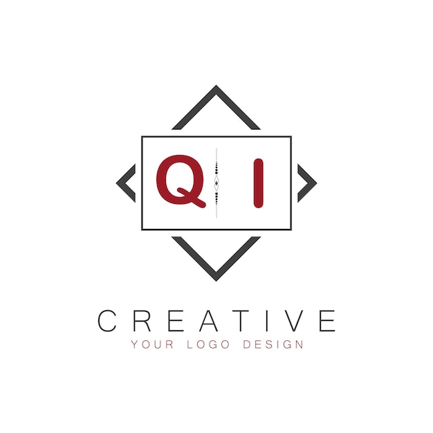 QI initial monogram logo with creative square style design